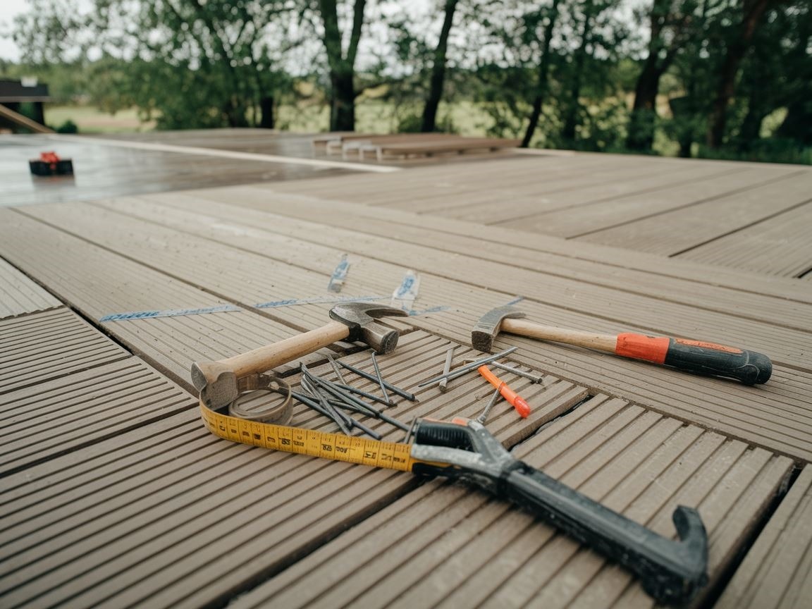 Deski tarasowe ułożone wszerz dla większej stabilności