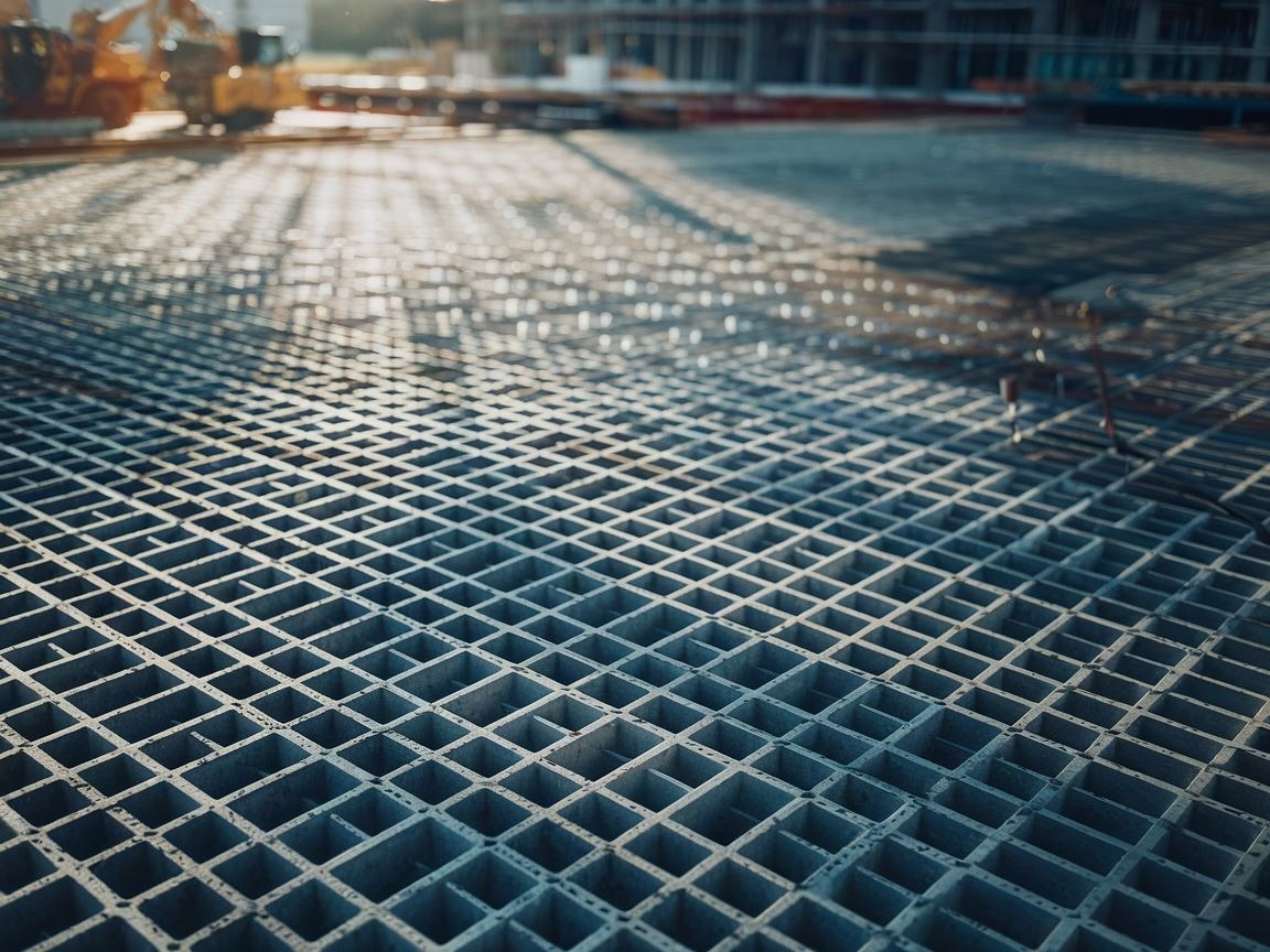 Zbliżenie na betonową płytę ażurową