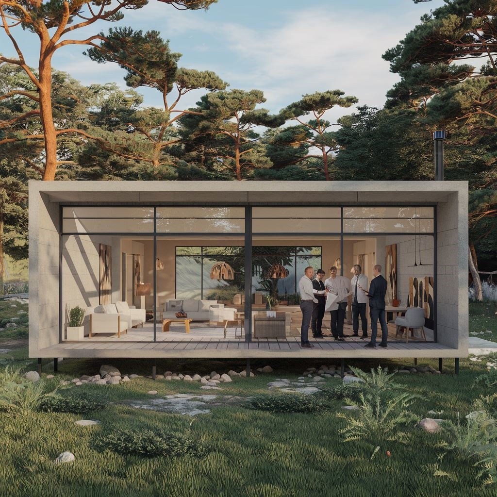 architekt z planami domu