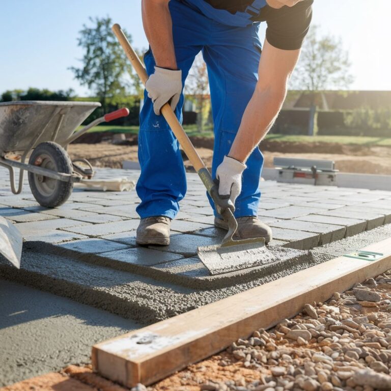 Jak prawidłowo układać kostkę brukową na suchym betonie? Poradnik krok po kroku