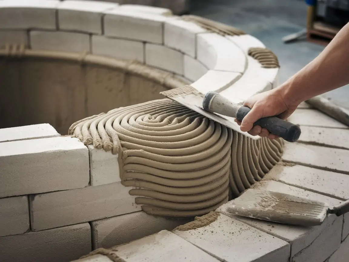 0Zaprawa szamotowa w procesie konstrukcji przemysłowej