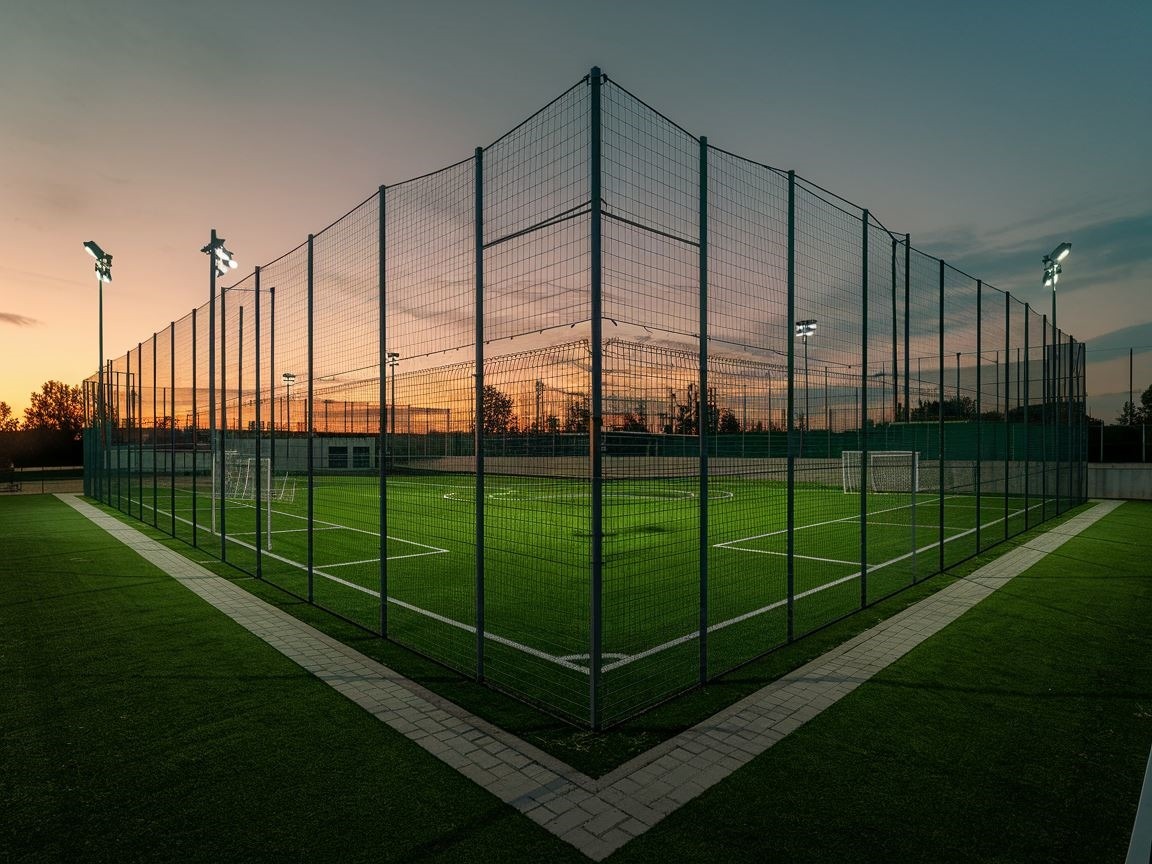 Ogrodzone boisko sportowe z trybunami
